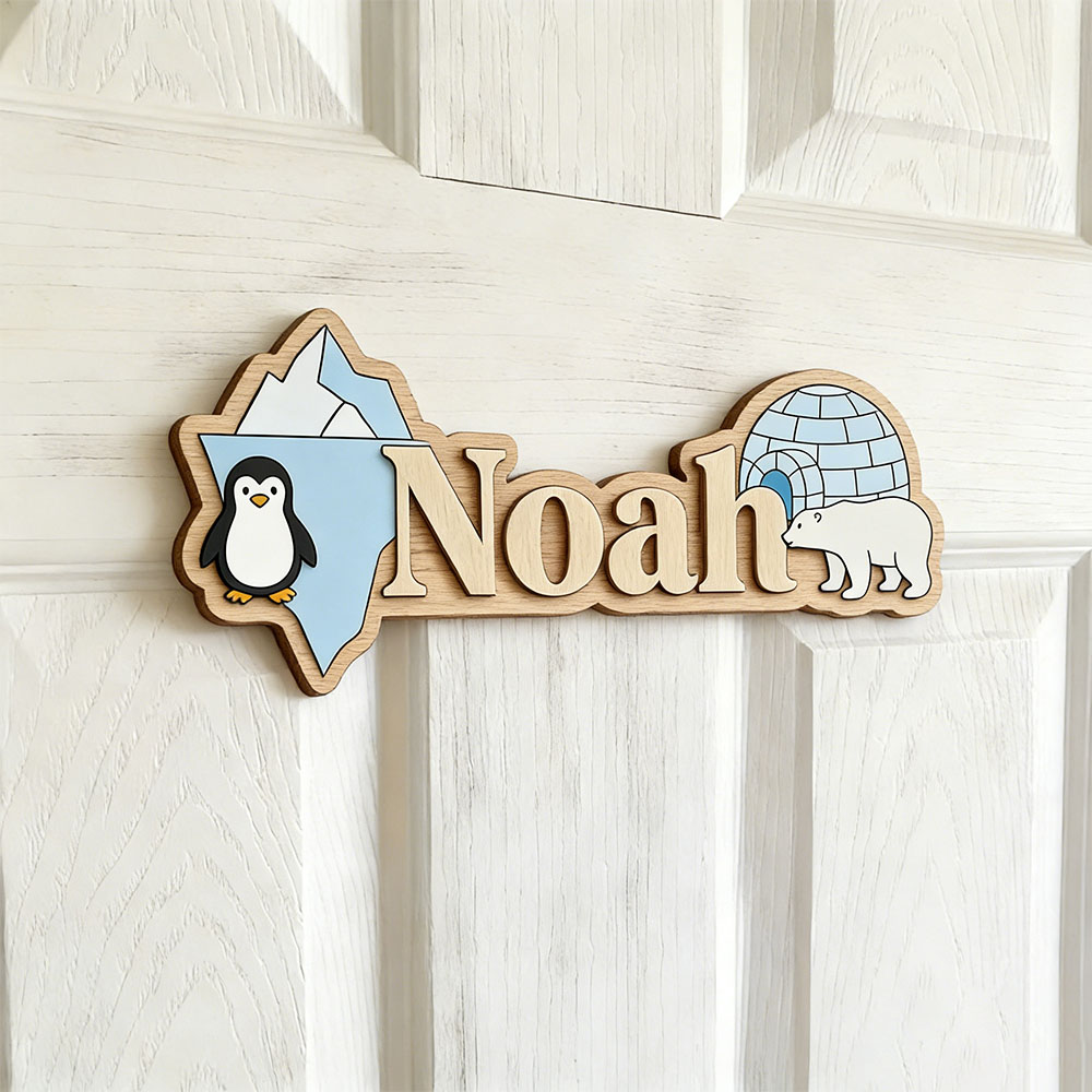 Baby Nursery Name Sign - Tabliczka z imieniem na zamówienie: Pingwin