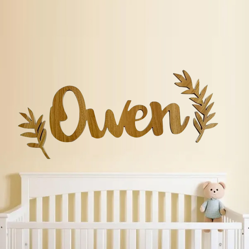 Baby Nursery Name Letters - Personalizowana drewniana tabliczka z imieniem, wykrojona