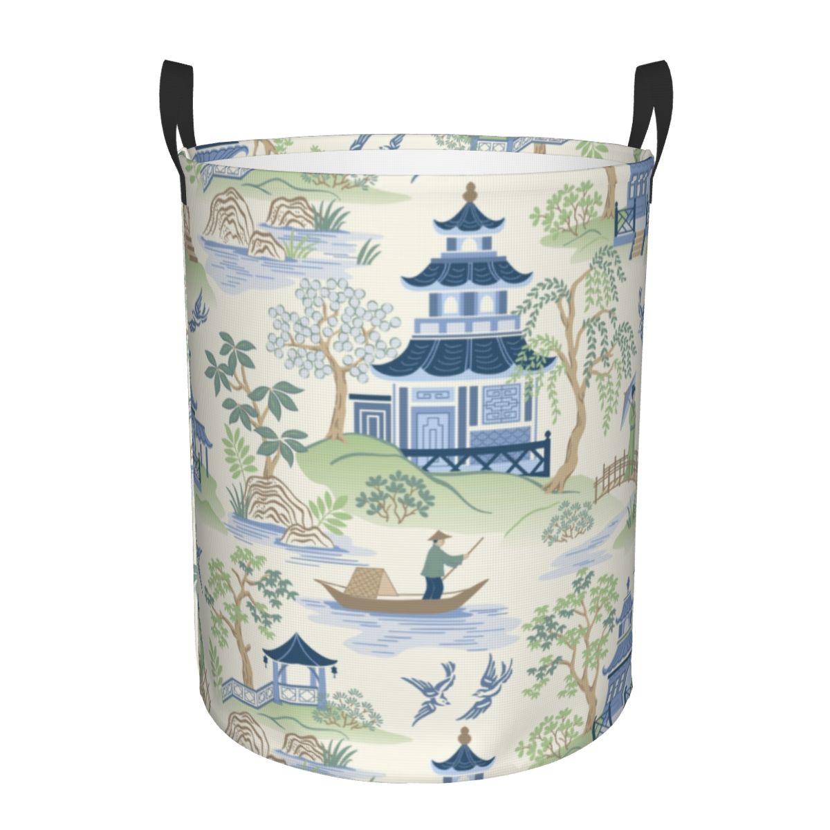 Laundry Hamper Nursery - Niestandardowy Vintage Chinoiserie wierzba Pagoda kosz