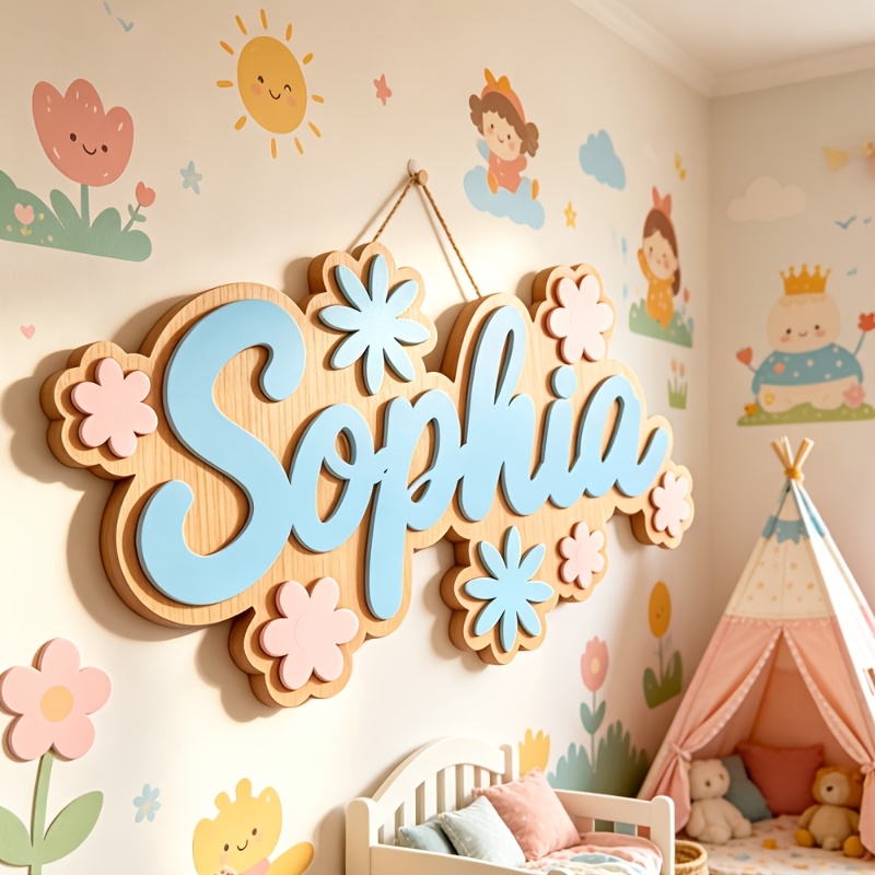 Baby Nursery Name Sign - Spersonalizowana tabliczka z imieniem w kwiatowym
