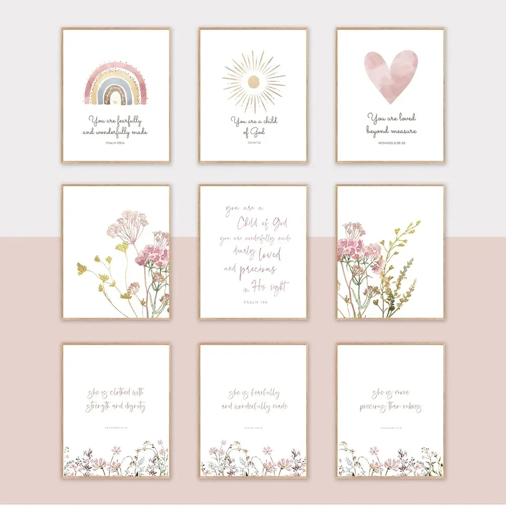 Baby Girl Nursery Quotes - Chrześcijańskie obrazy na ścianę do pokoju