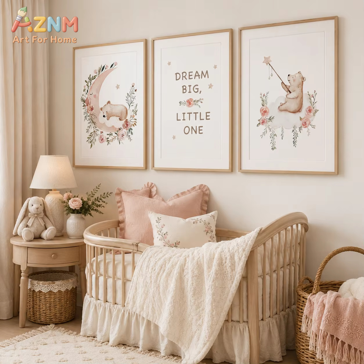 AZNM Nursery Flower Wall Art,  – Baby Girl Nursery Quotes recenzja i cena