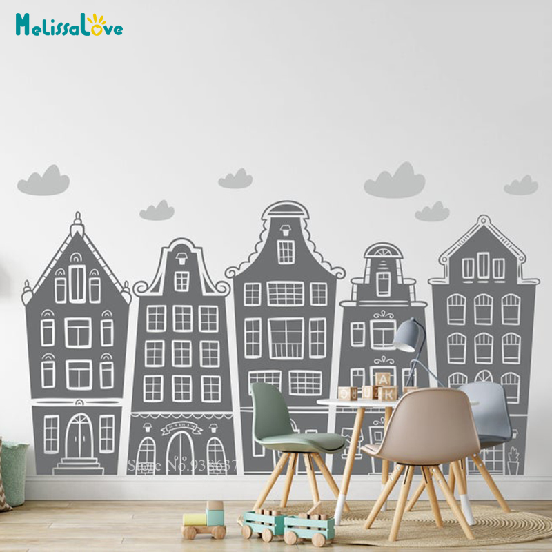 Skandynawskie domy i chmury na – Baby Nursery Stickers recenzja i cena