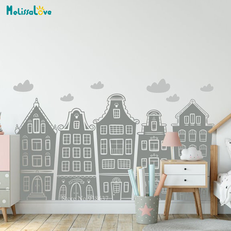 Skandynawskie domy i chmury na – Baby Nursery Stickers recenzja i cena