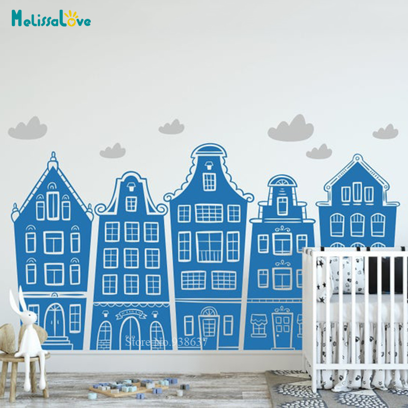 Skandynawskie domy i chmury na – Baby Nursery Stickers recenzja i cena