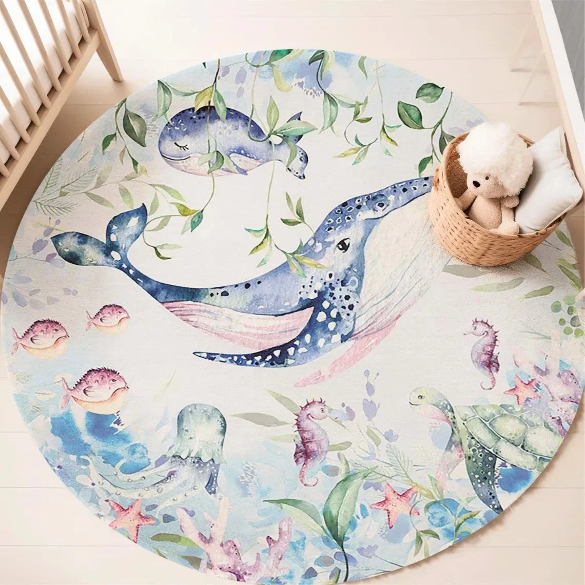 Niebieski dywan z motywem mors – Baby Nursery Games recenzja i cena