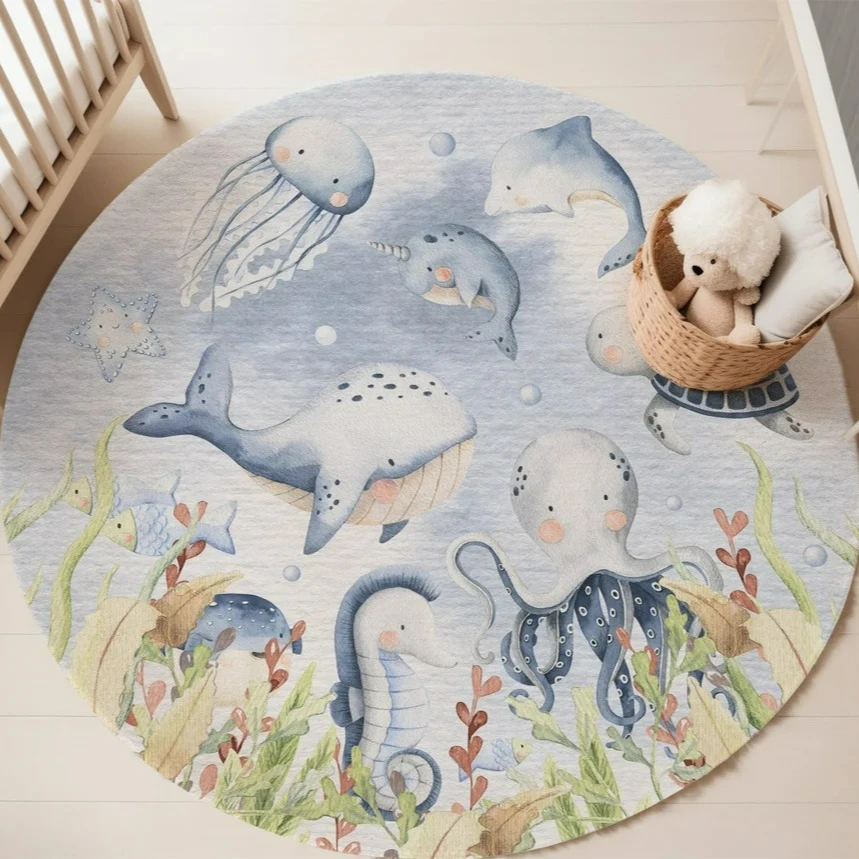 Niebieski dywan z motywem mors – Baby Nursery Games recenzja i cena
